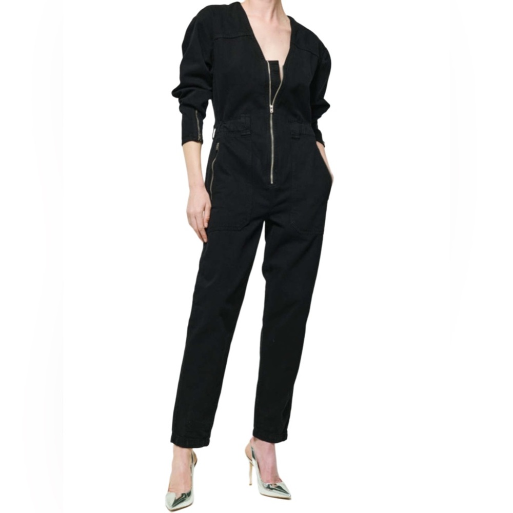Etica NWT Black Beauty Janai Moto Denim Jumpsuit
